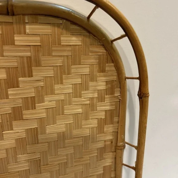 Vintage Wicker Rattan Bamboo Serving Tray Tiki Lap Board Midcentury Modern Boho - Picture 4 of 7